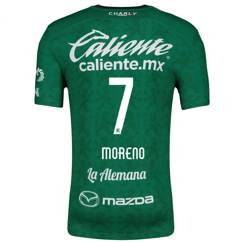 Danxen Enfant Maillot Iván Moreno #7 Vert Blanc Tenues Domicile 2024/25 T-Shirt