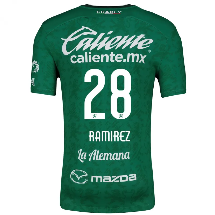 Danxen Enfant Maillot David Ramírez #28 Vert Blanc Tenues Domicile 2024/25 T-Shirt