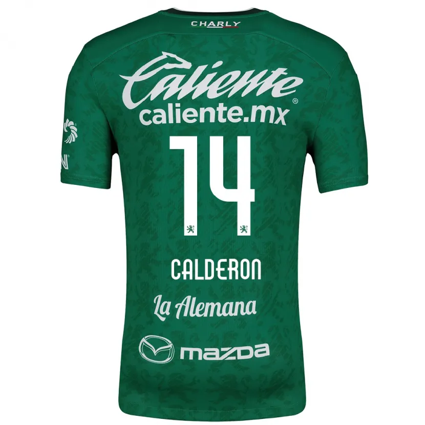 Danxen Enfant Maillot Daniela Calderón #14 Vert Blanc Tenues Domicile 2024/25 T-Shirt