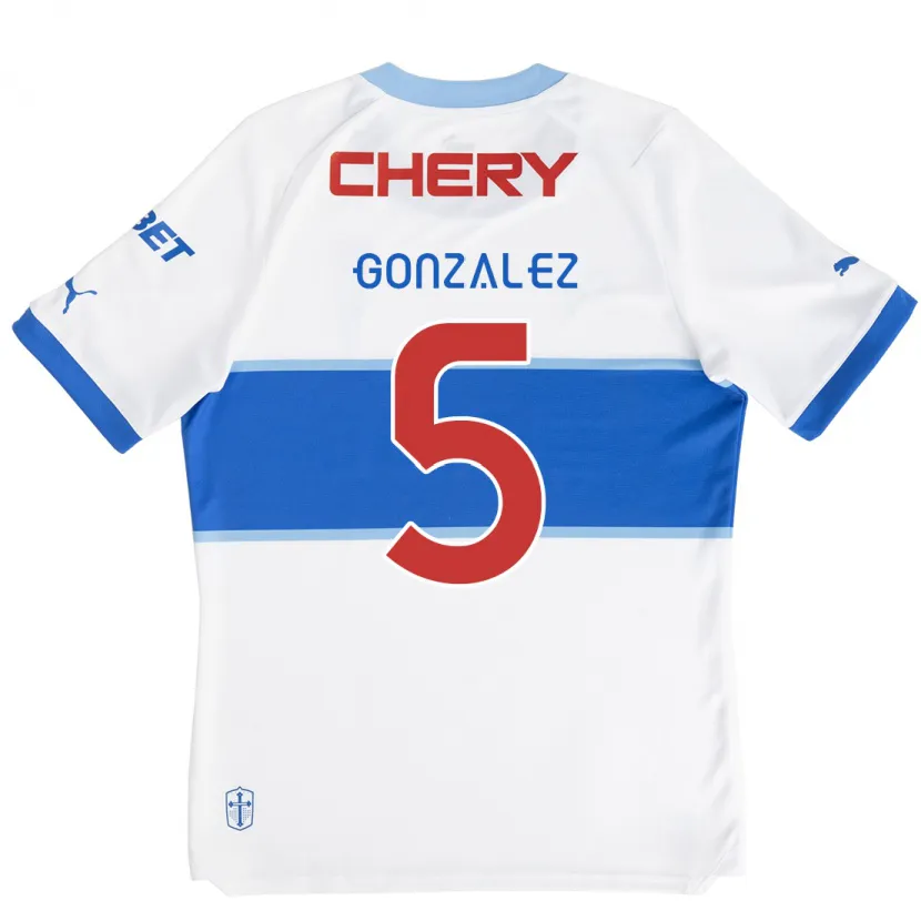 Danxen Enfant Maillot Daniel González #5 Blanc Bleu Tenues Domicile 2024/25 T-Shirt