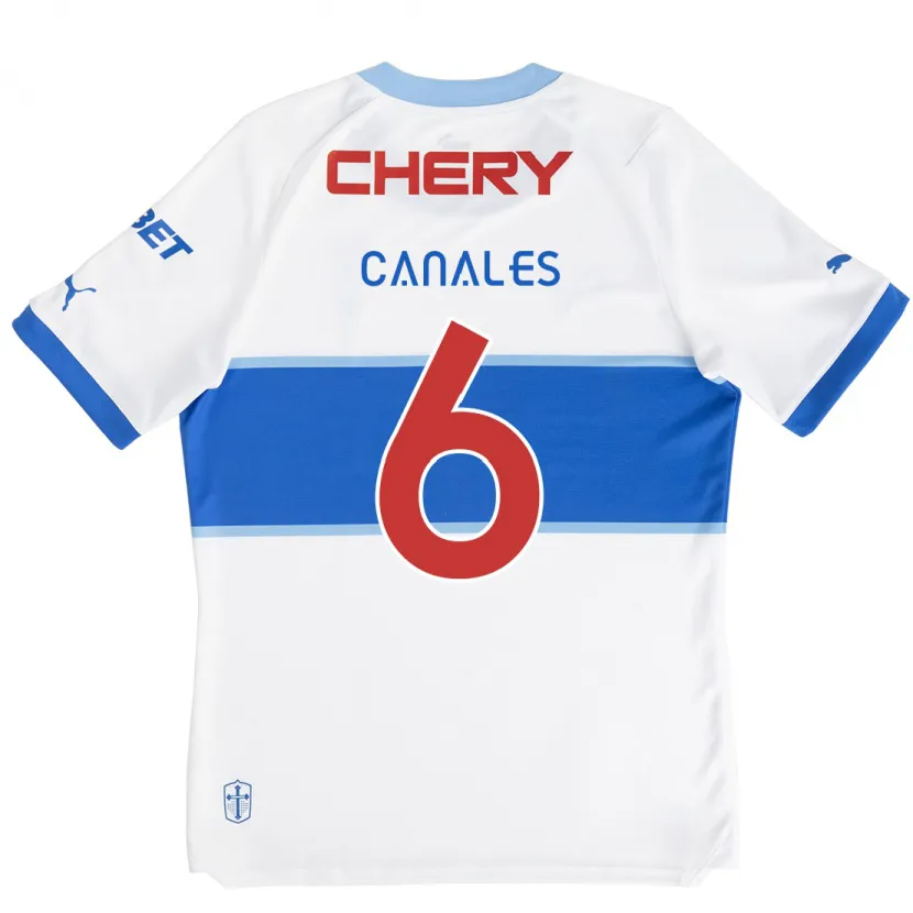 Danxen Enfant Maillot Alfred Canales #6 Blanc Bleu Tenues Domicile 2024/25 T-Shirt