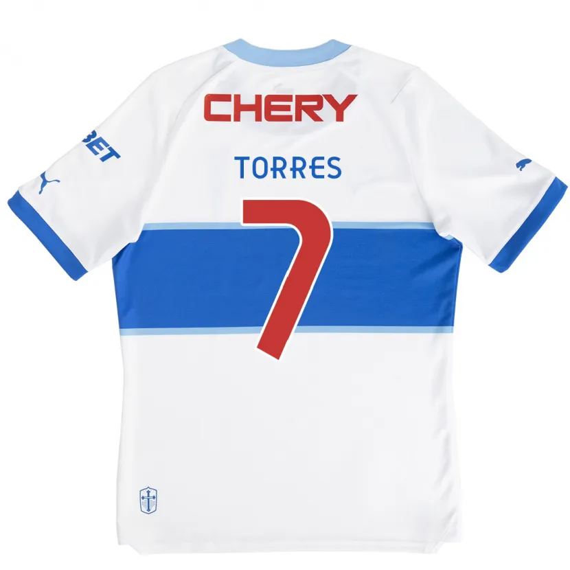 Danxen Enfant Maillot Joaquín Torres #7 Blanc Bleu Tenues Domicile 2024/25 T-Shirt