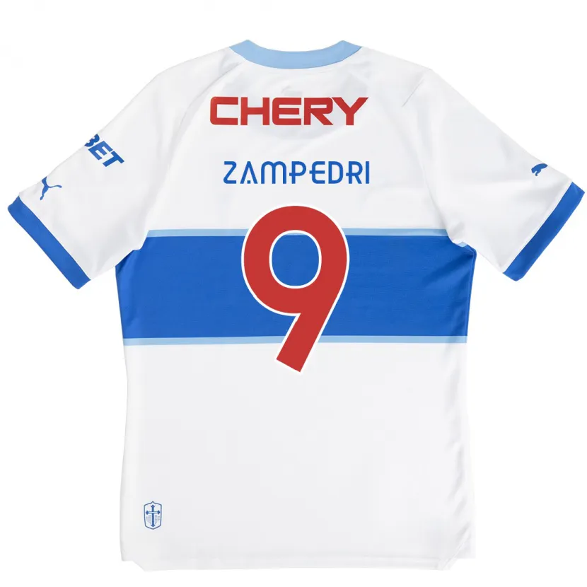 Danxen Enfant Maillot Fernando Zampedri #9 Blanc Bleu Tenues Domicile 2024/25 T-Shirt