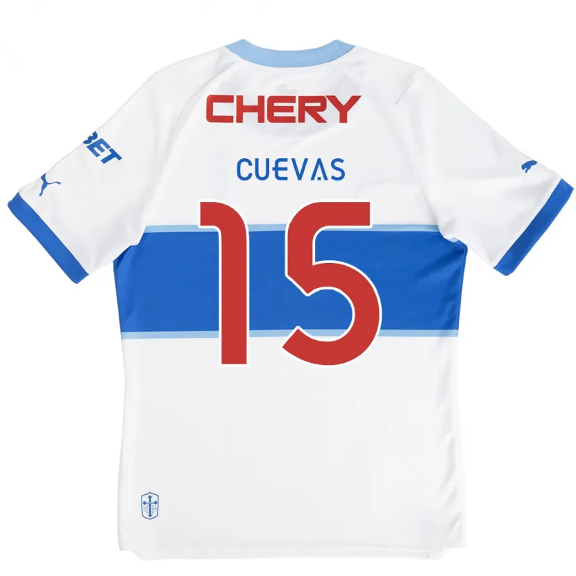 Danxen Enfant Maillot Cristian Cuevas #15 Blanc Bleu Tenues Domicile 2024/25 T-Shirt