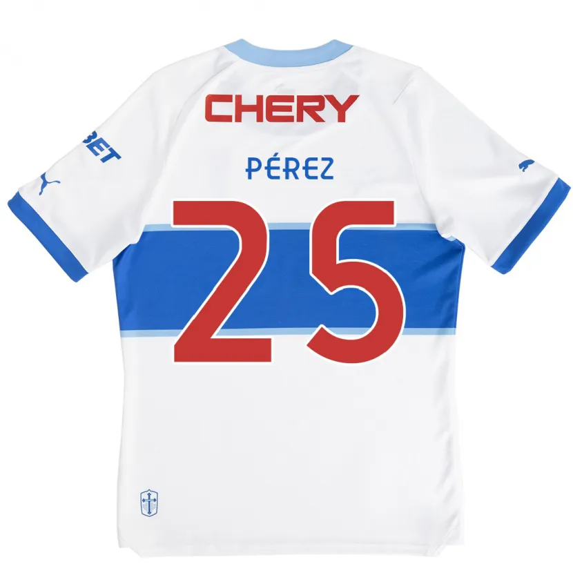 Danxen Enfant Maillot Sebastián Pérez #25 Blanc Bleu Tenues Domicile 2024/25 T-Shirt