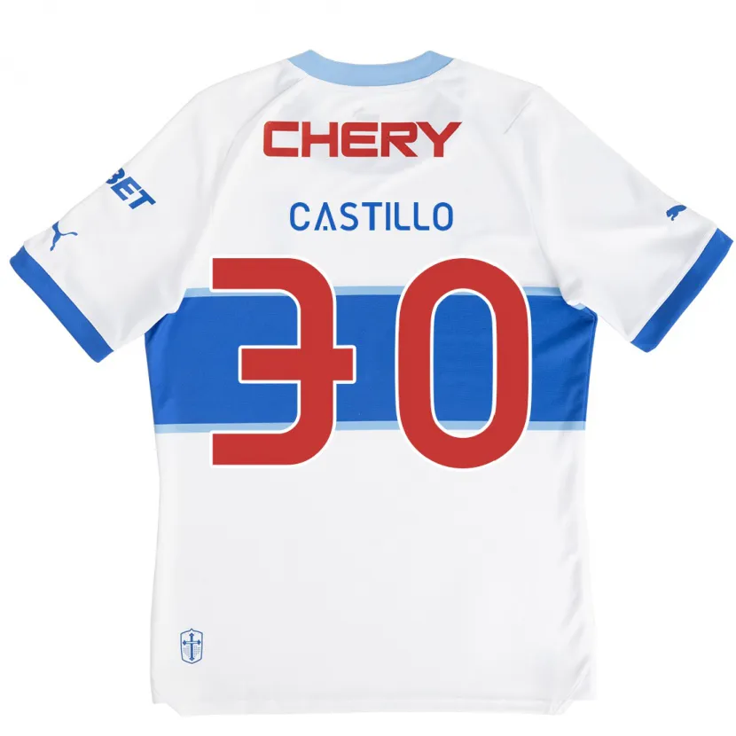 Danxen Enfant Maillot Nicolás Castillo #30 Blanc Bleu Tenues Domicile 2024/25 T-Shirt