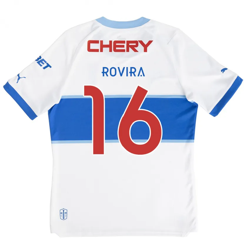 Danxen Enfant Maillot Brayan Rovira #16 Blanc Bleu Tenues Domicile 2024/25 T-Shirt