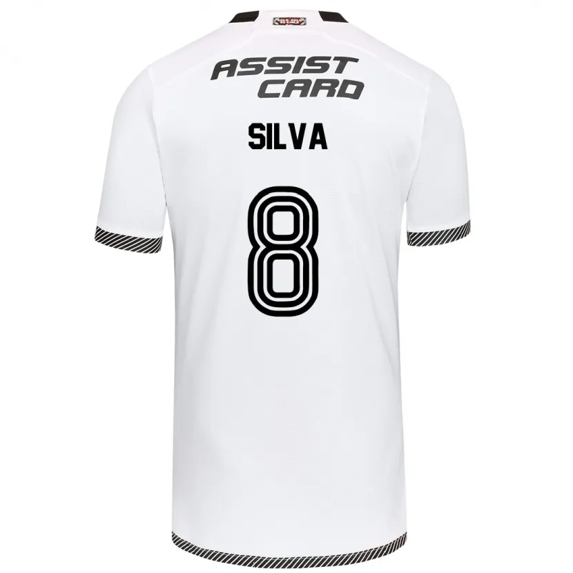 Danxen Enfant Maillot Bastián Silva #8 Blanc Noir Tenues Domicile 2024/25 T-Shirt