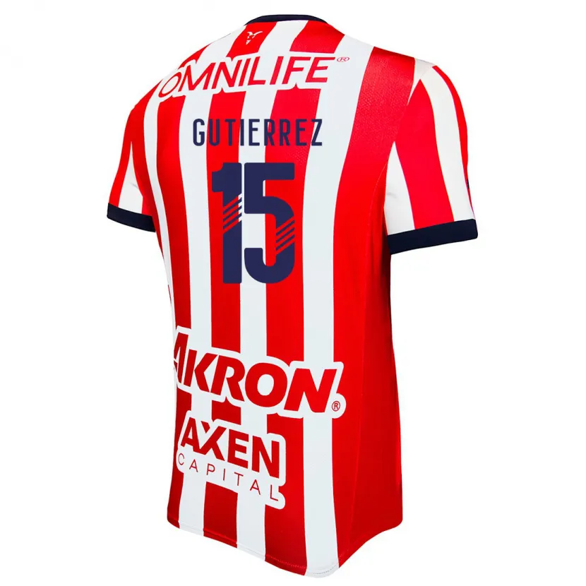 Danxen Enfant Maillot Érick Gutiérrez #15 Rouge Blanc Bleu Tenues Domicile 2024/25 T-Shirt