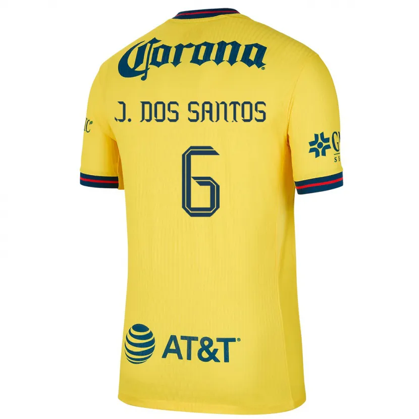 Danxen Enfant Maillot Jonathan Dos Santos #6 Jaune Bleu Tenues Domicile 2024/25 T-Shirt