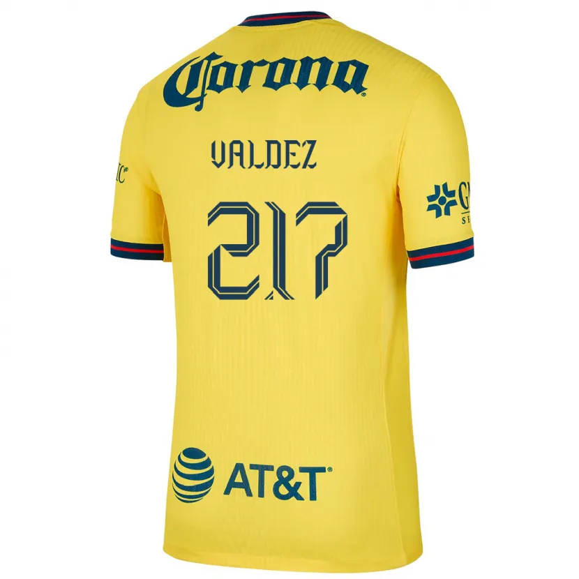 Danxen Enfant Maillot Víctor Valdez #217 Jaune Bleu Tenues Domicile 2024/25 T-Shirt