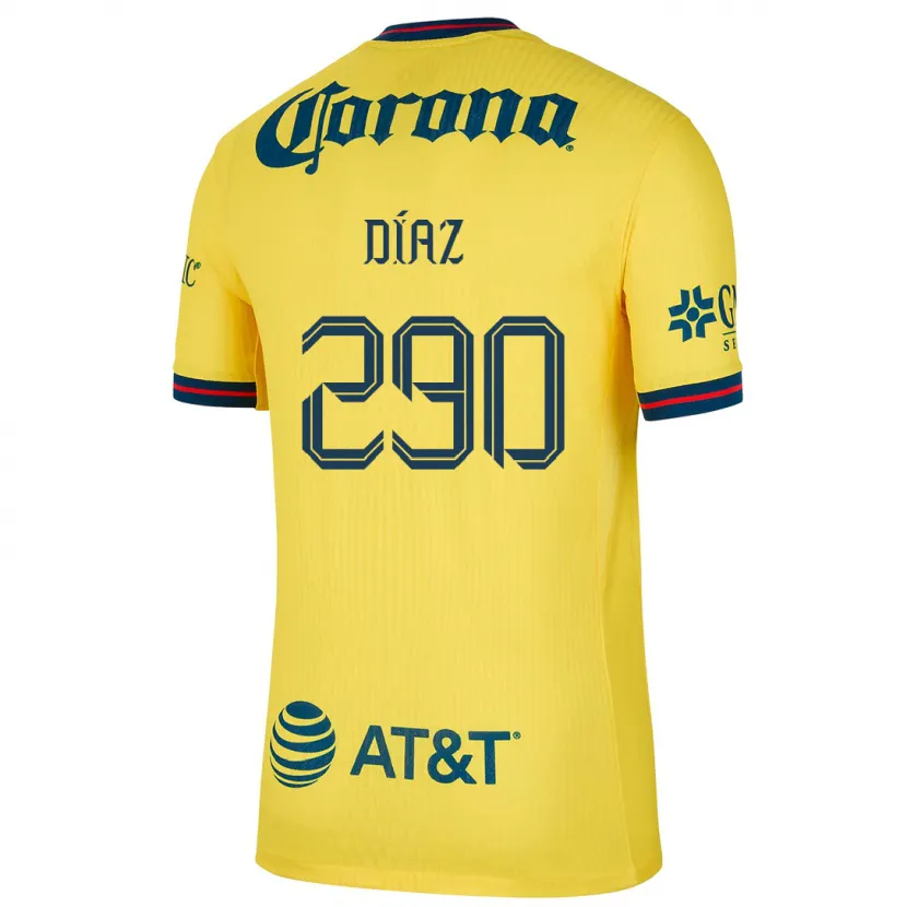 Danxen Enfant Maillot Julio Díaz #290 Jaune Bleu Tenues Domicile 2024/25 T-Shirt