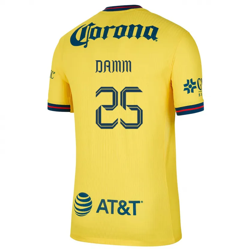 Danxen Enfant Maillot Jurgen Damm #25 Jaune Bleu Tenues Domicile 2024/25 T-Shirt