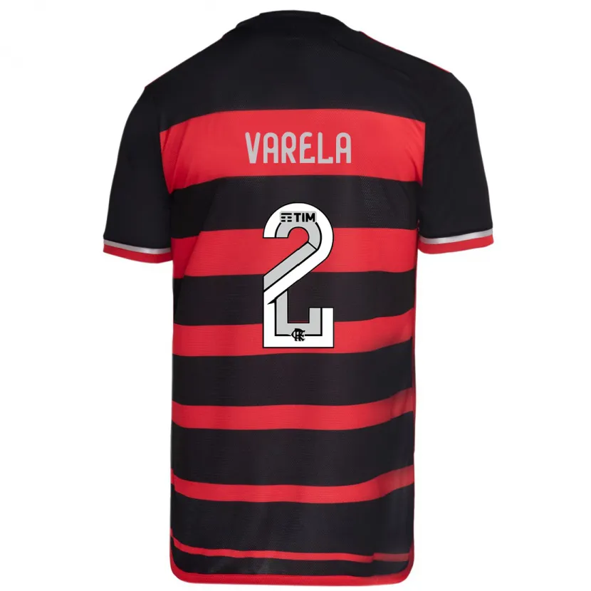 Danxen Enfant Maillot Guillermo Varela #2 Rouge Noir Tenues Domicile 2024/25 T-Shirt