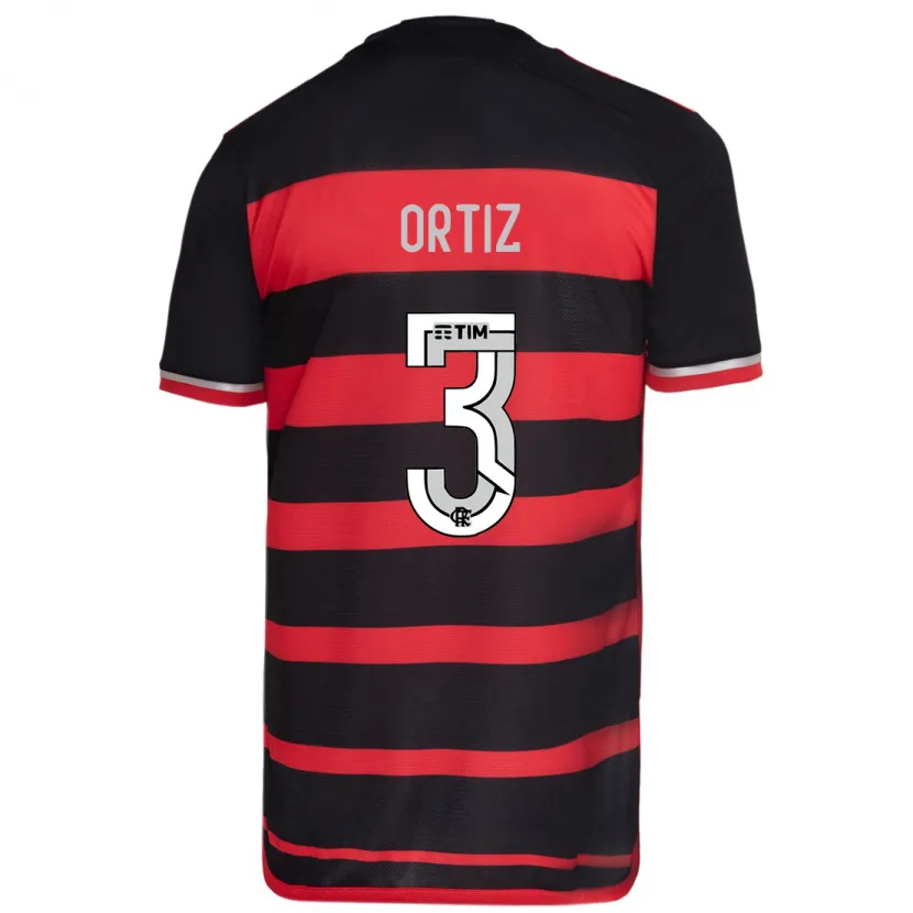 Danxen Enfant Maillot Léo Ortiz #3 Rouge Noir Tenues Domicile 2024/25 T-Shirt