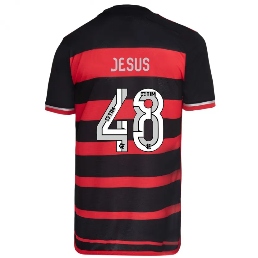 Danxen Enfant Maillot Igor Jesus #48 Rouge Noir Tenues Domicile 2024/25 T-Shirt