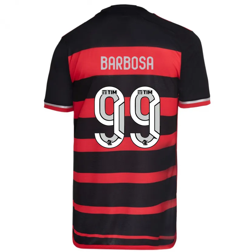 Danxen Enfant Maillot Gabriel Barbosa #99 Rouge Noir Tenues Domicile 2024/25 T-Shirt