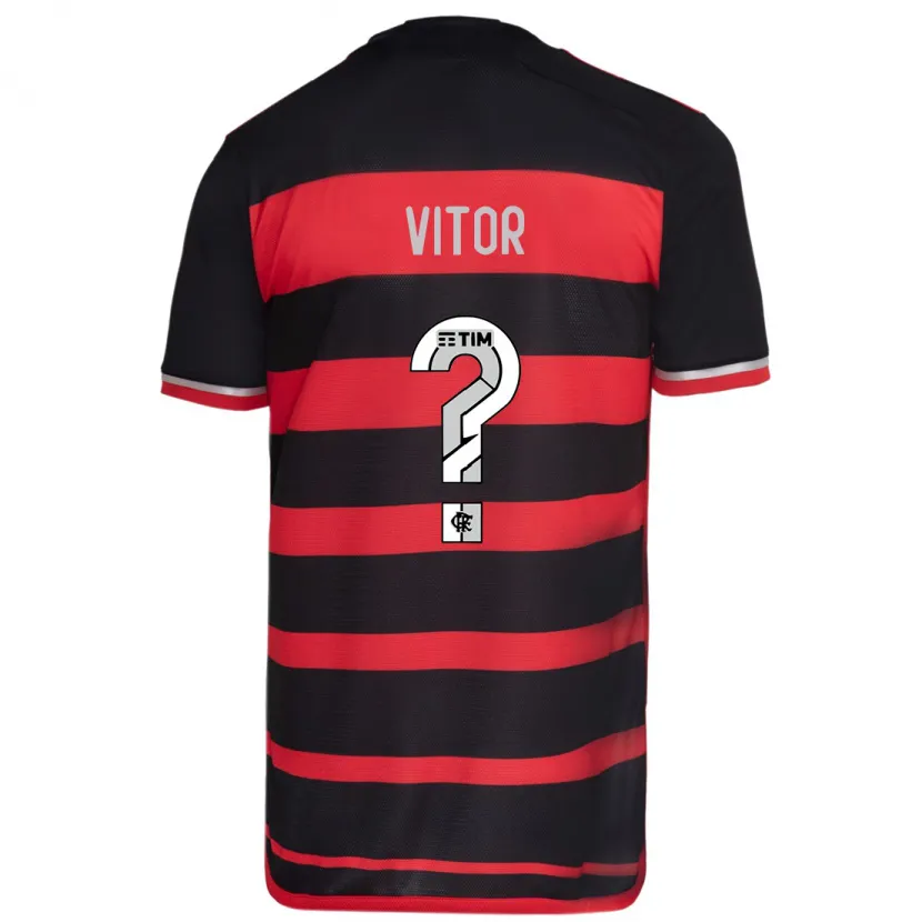 Danxen Enfant Maillot João Vitor #0 Rouge Noir Tenues Domicile 2024/25 T-Shirt