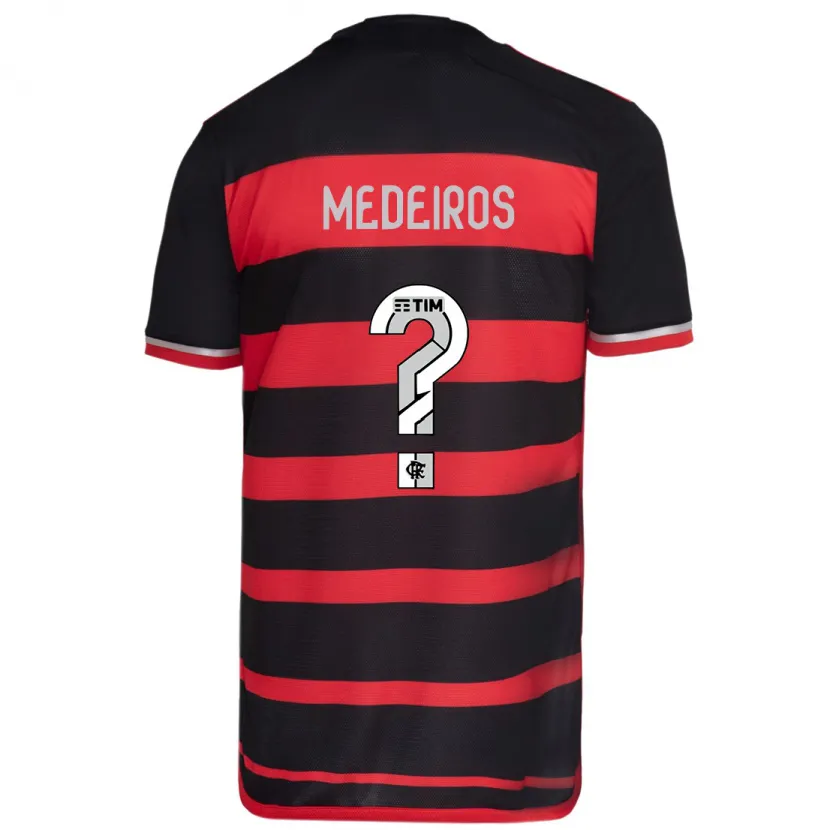 Danxen Enfant Maillot Thiago Medeiros #0 Rouge Noir Tenues Domicile 2024/25 T-Shirt