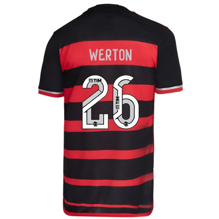 Danxen Enfant Maillot Werton #26 Rouge Noir Tenues Domicile 2024/25 T-Shirt