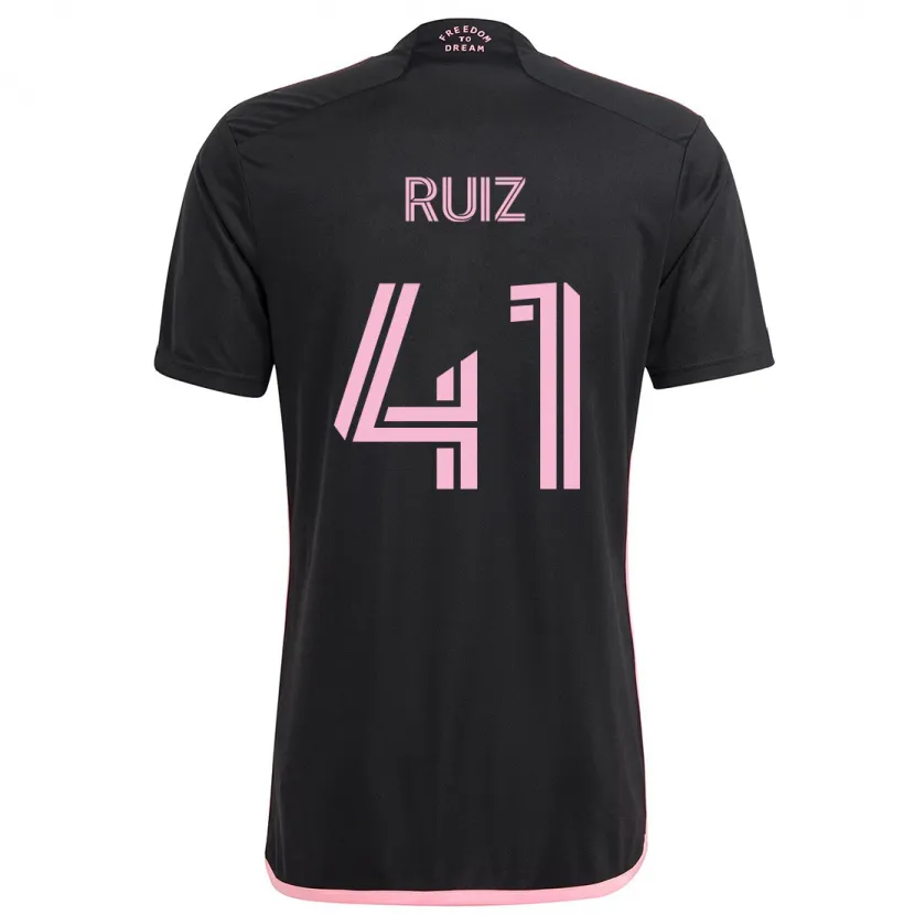 Danxen Enfant Maillot David Ruíz #41 Noir Tenues Extérieur 2024/25 T-Shirt