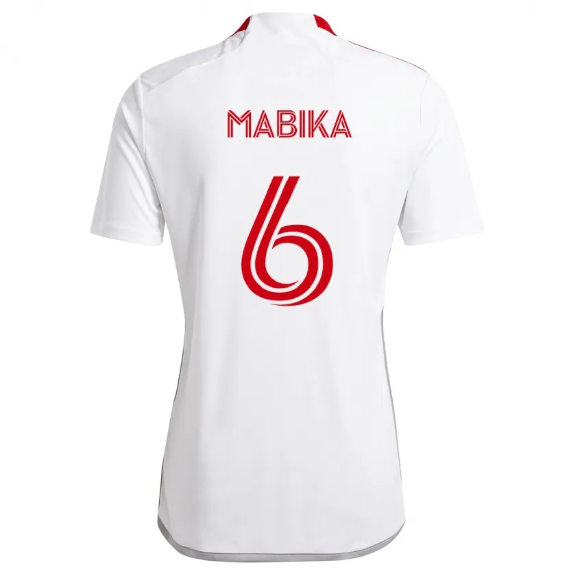 Danxen Enfant Maillot Aimé Mabika #6 Blanc Rouge Tenues Extérieur 2024/25 T-Shirt