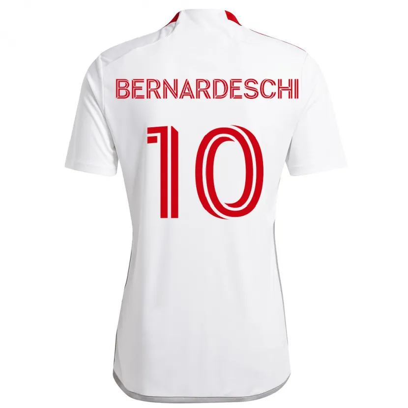 Danxen Enfant Maillot Federico Bernardeschi #10 Blanc Rouge Tenues Extérieur 2024/25 T-Shirt