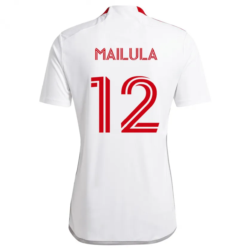 Danxen Enfant Maillot Cassius Mailula #12 Blanc Rouge Tenues Extérieur 2024/25 T-Shirt