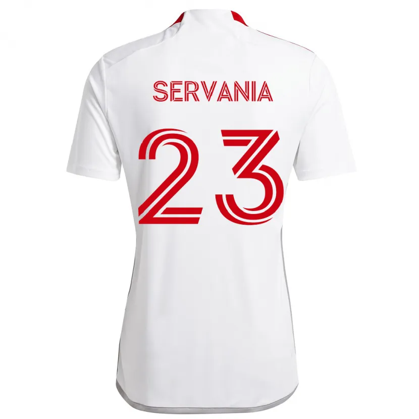 Danxen Enfant Maillot Brandon Servania #23 Blanc Rouge Tenues Extérieur 2024/25 T-Shirt