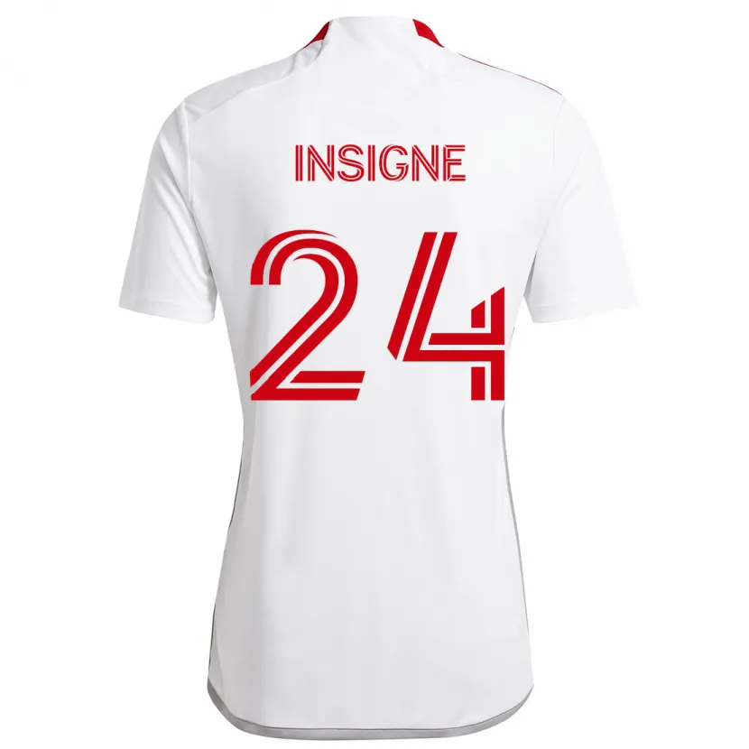 Danxen Enfant Maillot Lorenzo Insigne #24 Blanc Rouge Tenues Extérieur 2024/25 T-Shirt