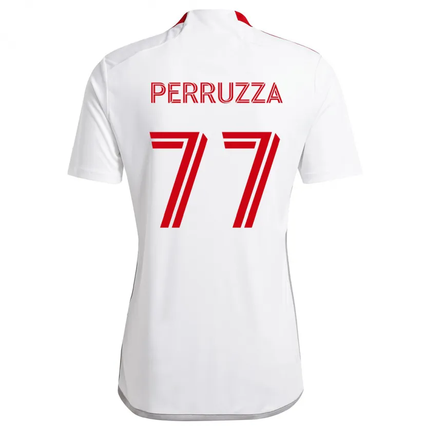 Danxen Enfant Maillot Jordan Perruzza #77 Blanc Rouge Tenues Extérieur 2024/25 T-Shirt