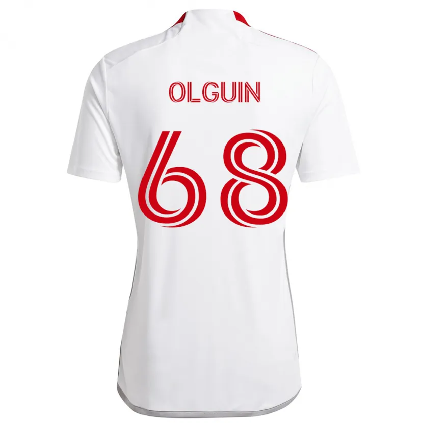 Danxen Enfant Maillot Lucas Olguin #68 Blanc Rouge Tenues Extérieur 2024/25 T-Shirt