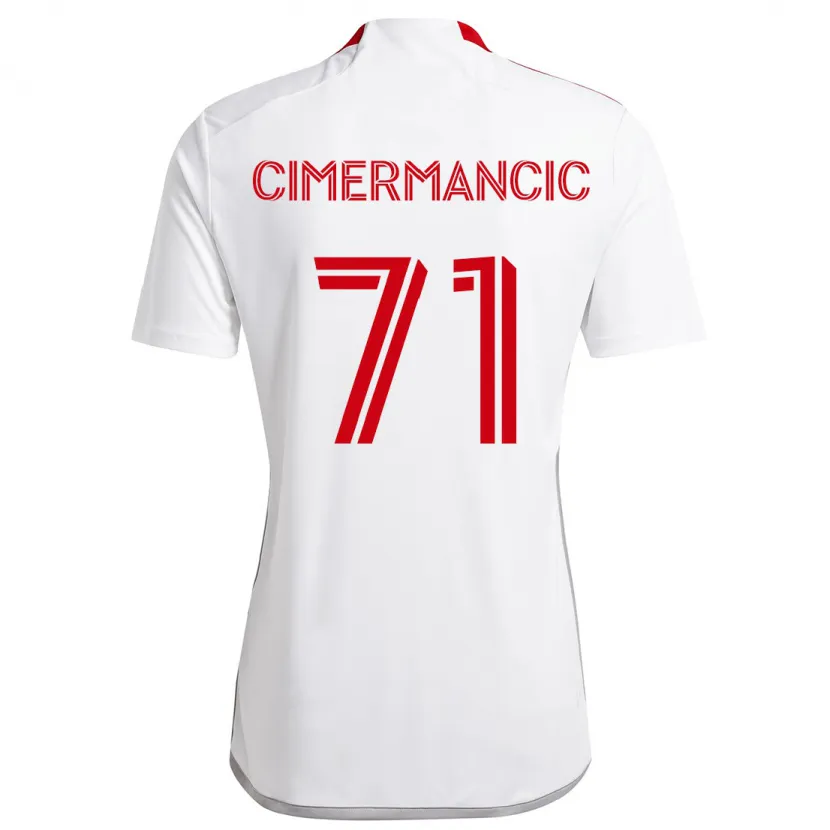 Danxen Enfant Maillot Markus Cimermancic #71 Blanc Rouge Tenues Extérieur 2024/25 T-Shirt