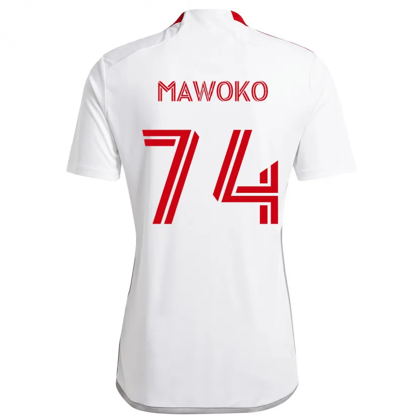 Danxen Enfant Maillot Kundai Mawoko #74 Blanc Rouge Tenues Extérieur 2024/25 T-Shirt