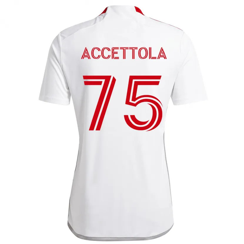 Danxen Enfant Maillot Luca Accettola #75 Blanc Rouge Tenues Extérieur 2024/25 T-Shirt