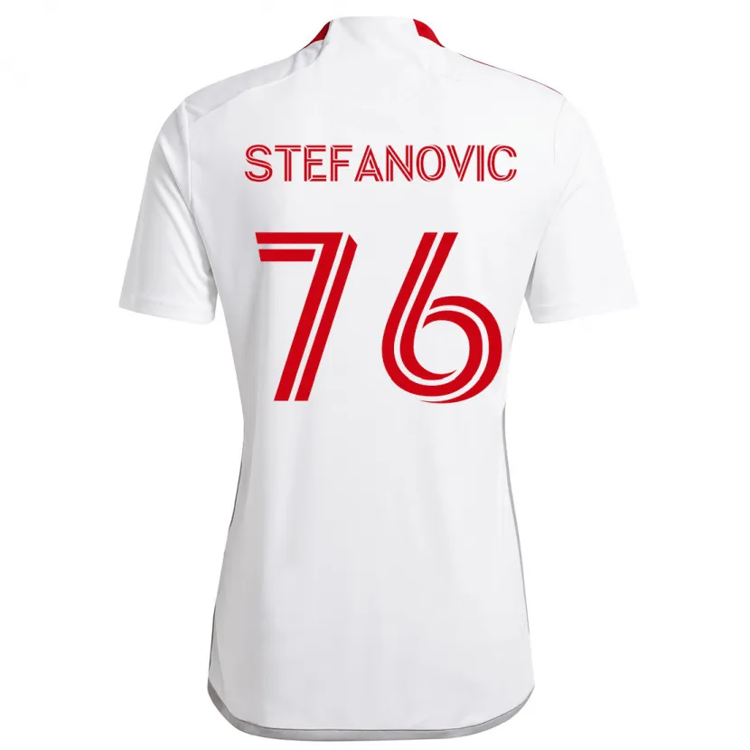 Danxen Enfant Maillot Lazar Stefanovic #76 Blanc Rouge Tenues Extérieur 2024/25 T-Shirt