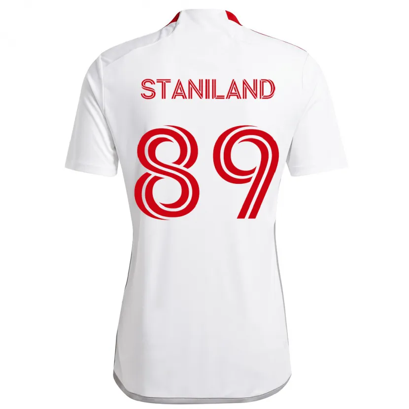 Danxen Enfant Maillot Charlie Staniland #89 Blanc Rouge Tenues Extérieur 2024/25 T-Shirt