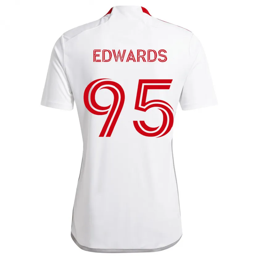 Danxen Enfant Maillot Nathaniel Edwards #95 Blanc Rouge Tenues Extérieur 2024/25 T-Shirt