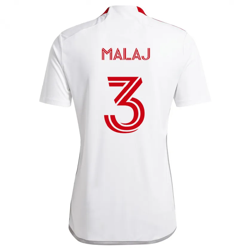 Danxen Enfant Maillot Albert Malaj #3 Blanc Rouge Tenues Extérieur 2024/25 T-Shirt