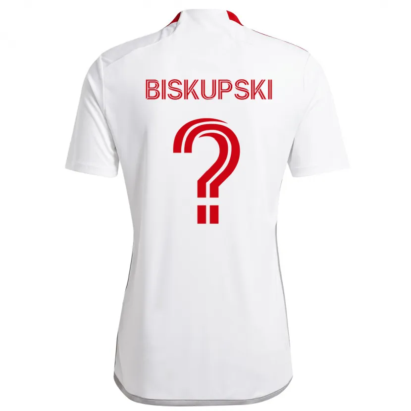 Danxen Enfant Maillot Philip Biskupski #0 Blanc Rouge Tenues Extérieur 2024/25 T-Shirt