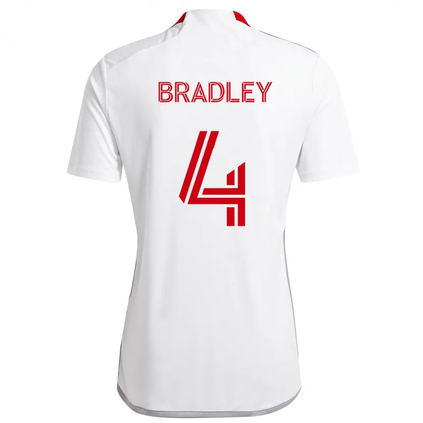 Danxen Enfant Maillot Michael Bradley #4 Blanc Rouge Tenues Extérieur 2024/25 T-Shirt