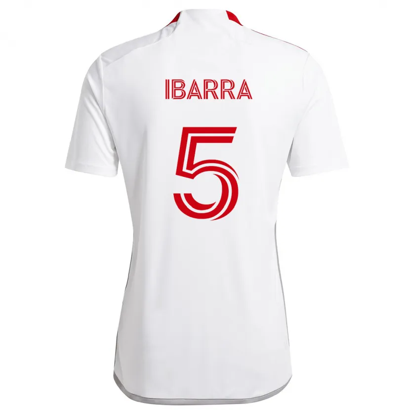 Danxen Enfant Maillot Franco Ibarra #5 Blanc Rouge Tenues Extérieur 2024/25 T-Shirt