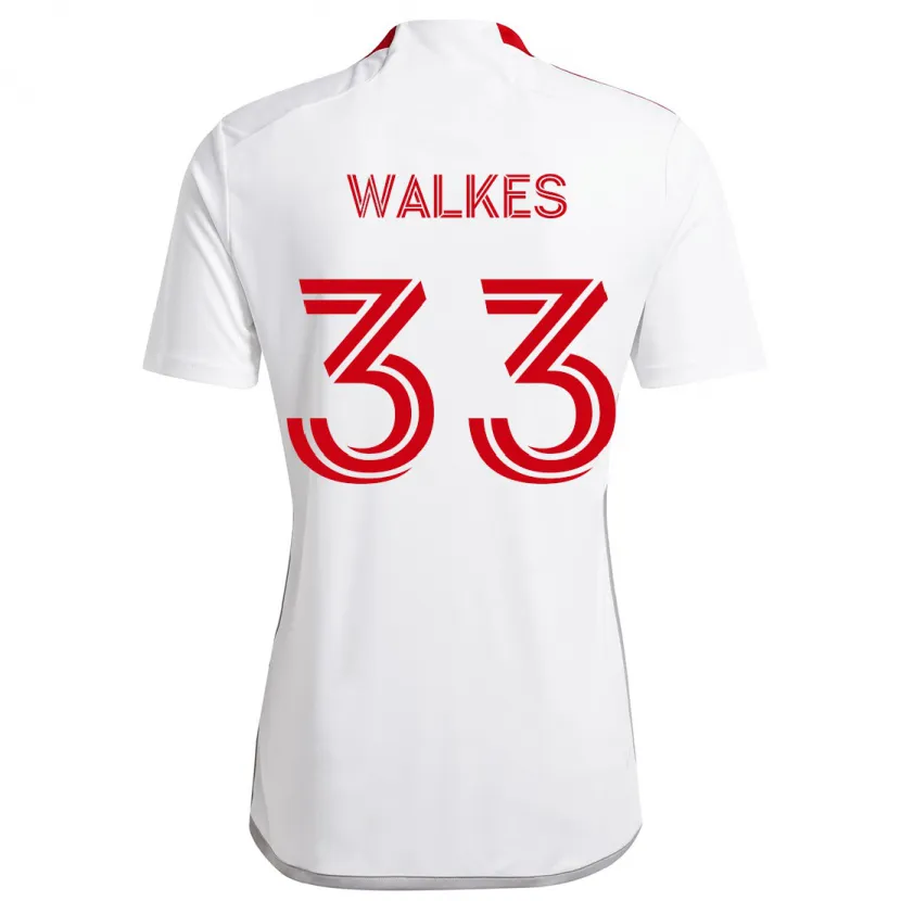 Danxen Enfant Maillot Reshaun Walkes #33 Blanc Rouge Tenues Extérieur 2024/25 T-Shirt