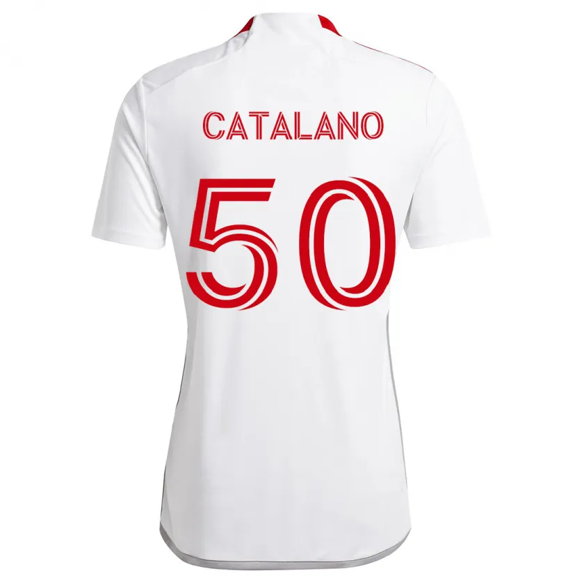 Danxen Enfant Maillot Gianluca Catalano #50 Blanc Rouge Tenues Extérieur 2024/25 T-Shirt