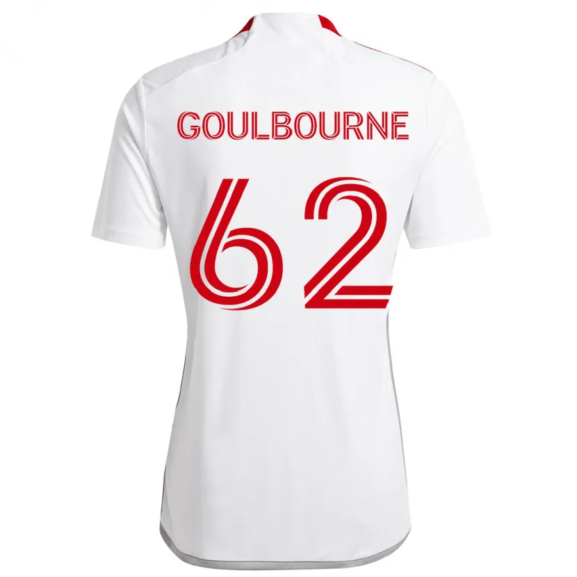 Danxen Enfant Maillot Rohan Goulbourne #62 Blanc Rouge Tenues Extérieur 2024/25 T-Shirt