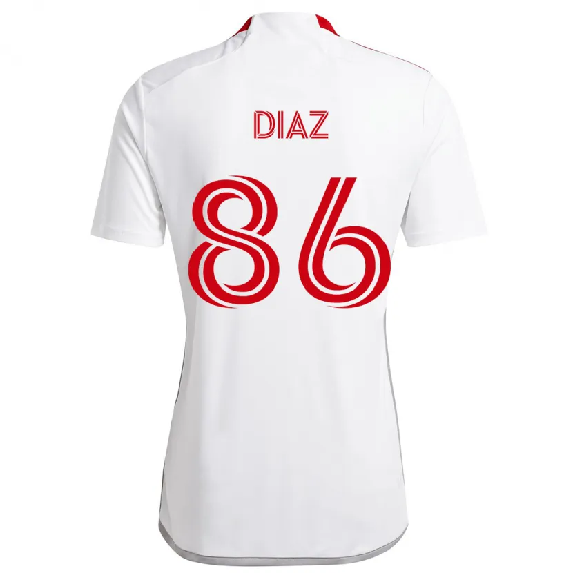 Danxen Enfant Maillot Alec Díaz #86 Blanc Rouge Tenues Extérieur 2024/25 T-Shirt