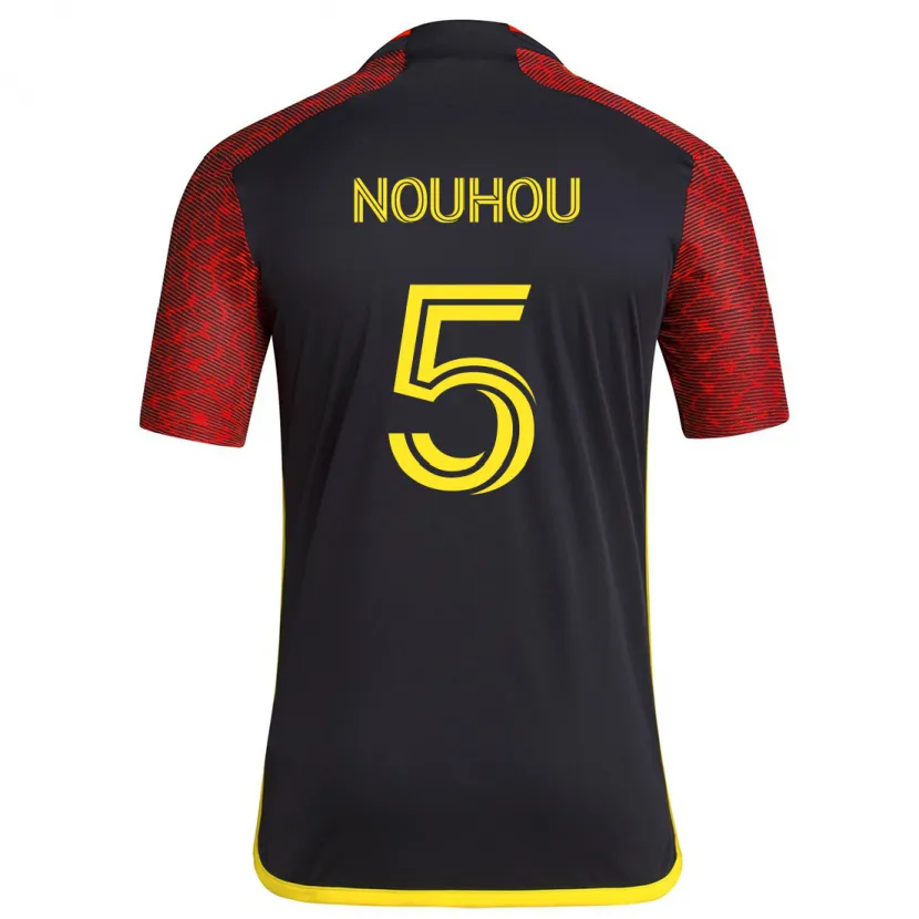 Danxen Enfant Maillot Nouhou #5 Rouge Noir Tenues Extérieur 2024/25 T-Shirt