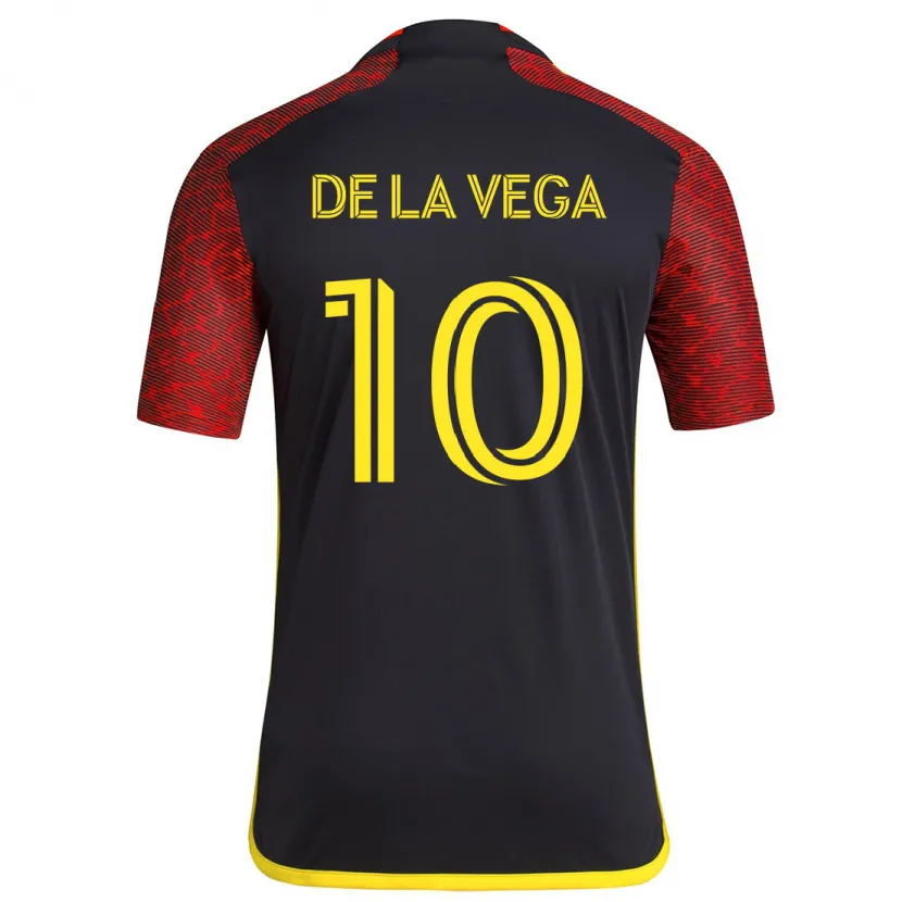 Danxen Enfant Maillot Pedro De La Vega #10 Rouge Noir Tenues Extérieur 2024/25 T-Shirt