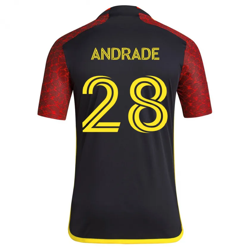 Danxen Enfant Maillot Yeimar Gómez Andrade #28 Rouge Noir Tenues Extérieur 2024/25 T-Shirt