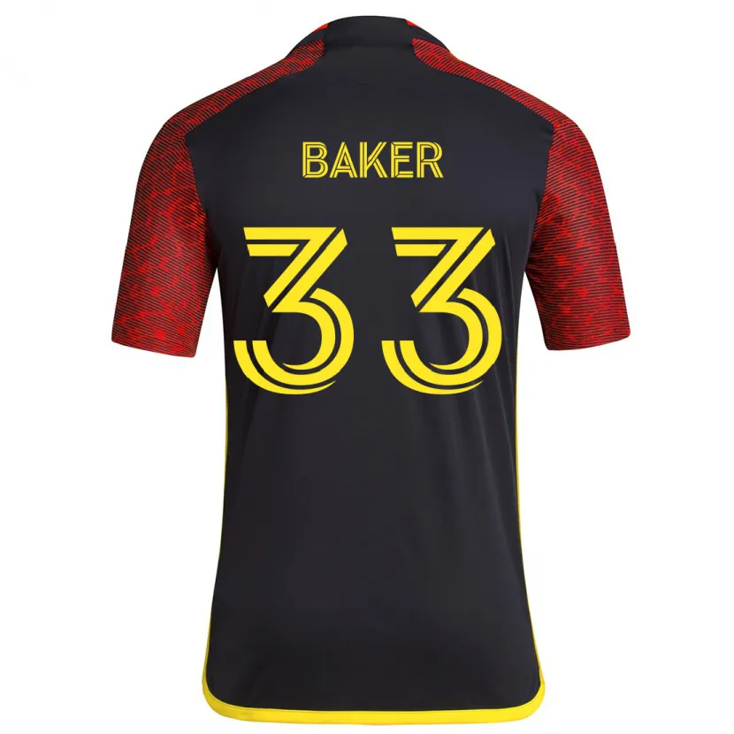 Danxen Enfant Maillot Cody Baker #33 Rouge Noir Tenues Extérieur 2024/25 T-Shirt